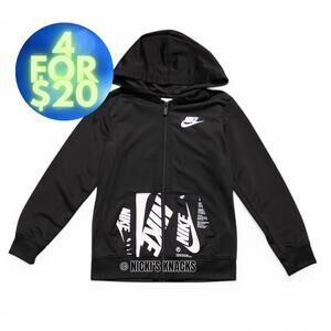 4/$20 - Nike Boys Black Graphic Logo Full Zip Sweatshirt Hoodie Size 7